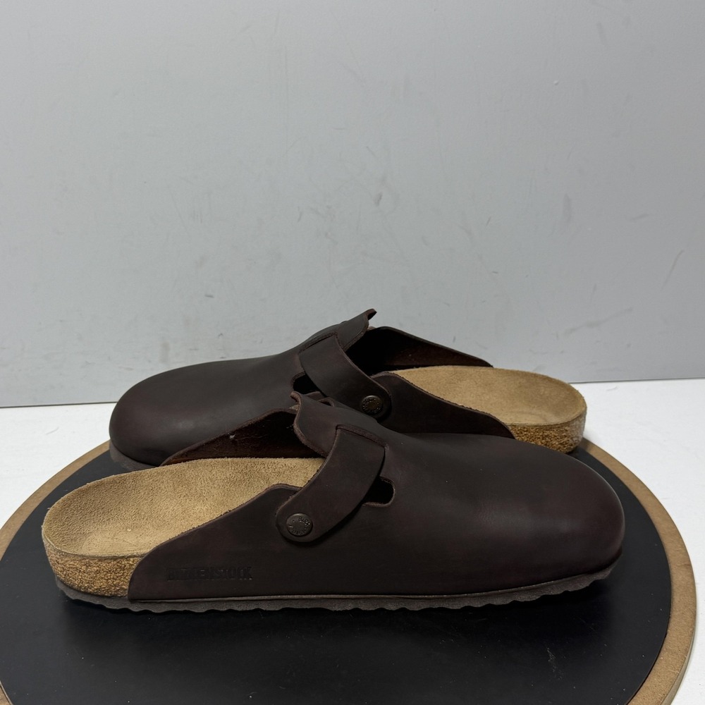 Birkenstock Boston Sandals Shoes Mens Size 11 Brown Leather Clogs Made Germany - Picture 7 of 12